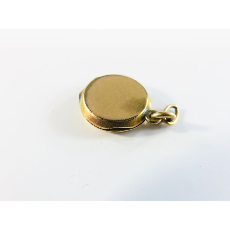 Antique Gold Tone Round Photo Locket Charm With Engraved Letter B & Cut ORing