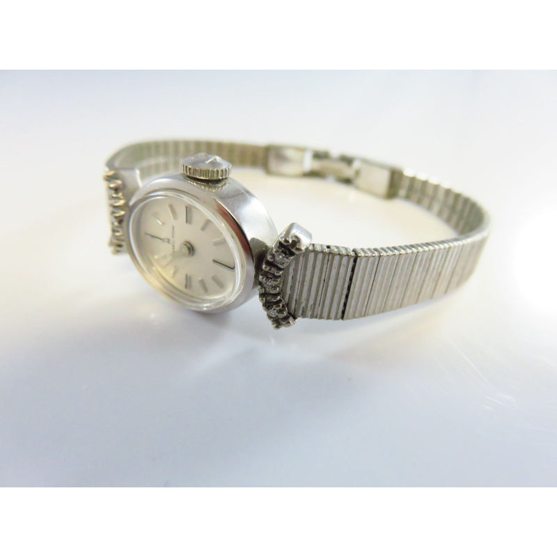 Vintage Hamilton Women's 10K White Gold Filled Diamond Accent Wristwatch