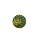 Greater Clark County Kennel Club Inc Dog Show Medal Gold Tone Green Enamel 1 3/4" Fair Condition — Gold, Enamel — front view