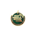 Vintage Moscow Dog Breeding Society MZM Medallion Gold Tone Green Enamel 1.75" USSR St Bernard Boxer Dachshund Heads — Gold,