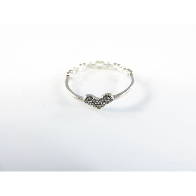 Sterling Silver Heart Ring Size 6.5 With CZ Stones Stackable Design