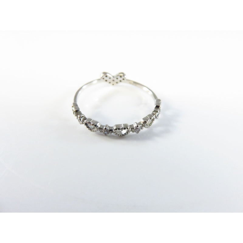 Sterling Silver Heart Ring Size 6.5 With CZ Stones Stackable Design