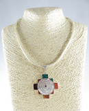 Sterling Silver Mesh Slide Necklace Southwestern Hardstone Geometric Pendant - Just Stuff I Sell