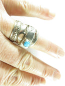 Unique Navajo Spencer Turquoise Accented Fork Ring Conversion Signed RKM - Just Stuff I Sell