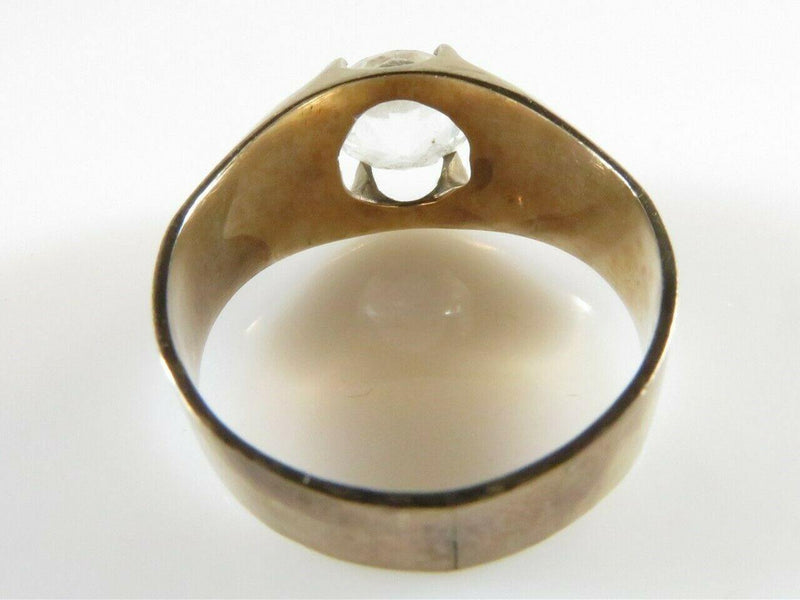 Men's 10K Rose Gold Solitaire Faceted Glass Ring Size 7.25 For Re-purpose - Just Stuff I Sell
