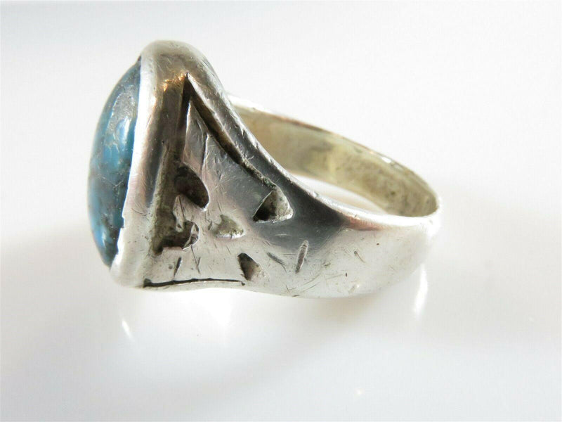Old Circa 1940's Navajo Solitaire Turquoise Ring Fred Harvey Thunderbird Ring - Just Stuff I Sell