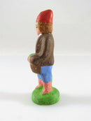 Small Painted Clay Terra Cotta Man Holding basket Unsigned - Just Stuff I Sell