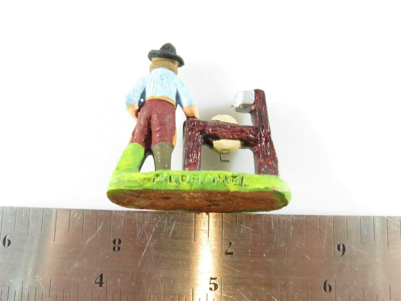 Colorful Man Sharpening Knife Marcel Carbonel Terra Cotta Clay Figure France - Just Stuff I Sell