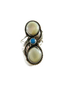 Vintage Sterling Silver Turquoise Mother of Pearl Zuni Pointer Finger Ring - Just Stuff I Sell