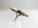 Vintage Sterling Silver Turquoise Mother of Pearl Zuni Pointer Finger Ring - Just Stuff I Sell