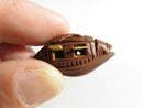 Miniature Hand Carved Chinese Hediao Nut Bone Windows Open 1 5/8" - Just Stuff I Sell