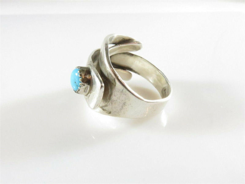 Unique Navajo Spencer Turquoise Accented Fork Ring Conversion Signed RKM - Just Stuff I Sell
