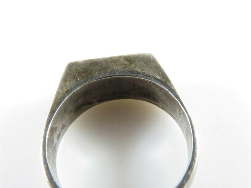 Unisex Sterling Silver Inlaid Black Onyx Ring Size 8.5 Unpolished - Just Stuff I Sell