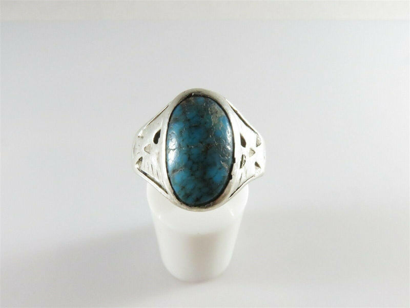 Old Circa 1940's Navajo Solitaire Turquoise Ring Fred Harvey Thunderbird Ring - Just Stuff I Sell