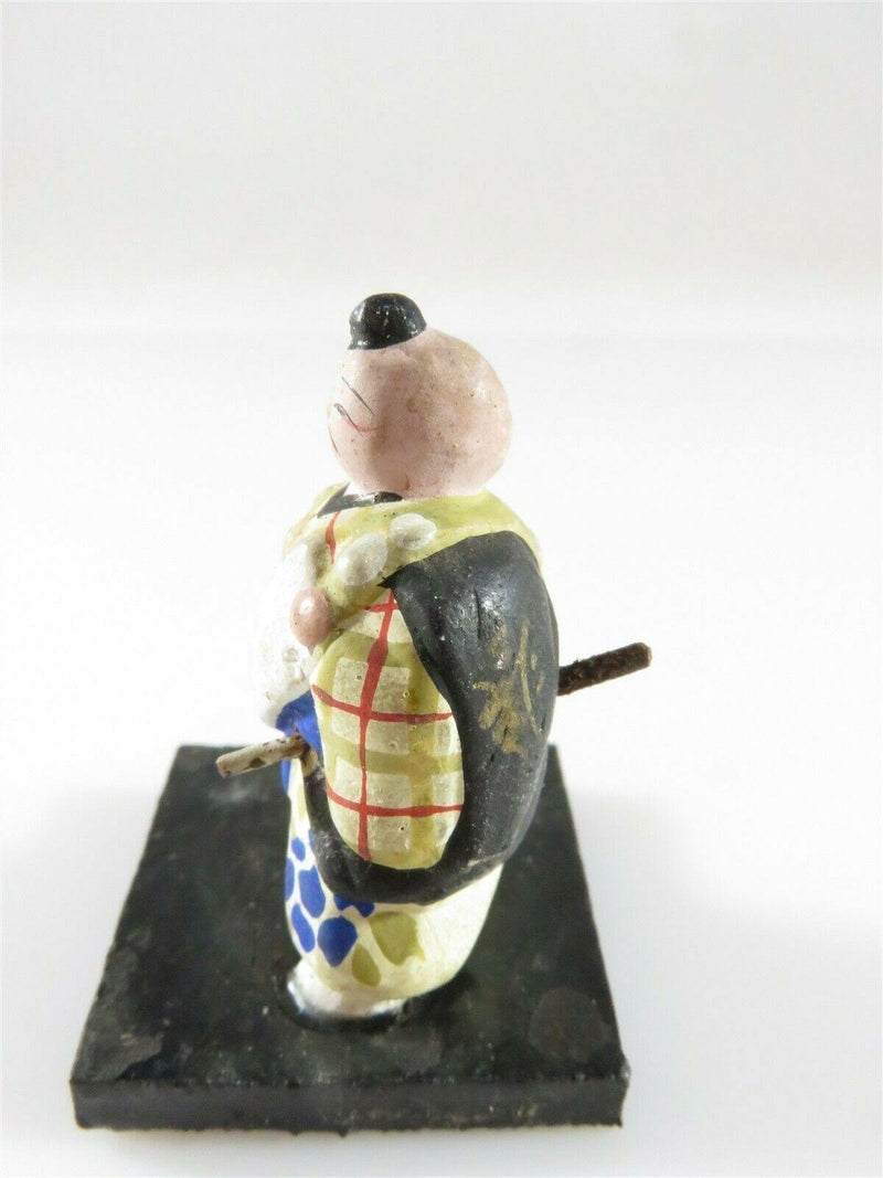 Miniature Hand Painted Asian Samurai Fighting Figure 1 5/8" Signed - Just Stuff I Sell