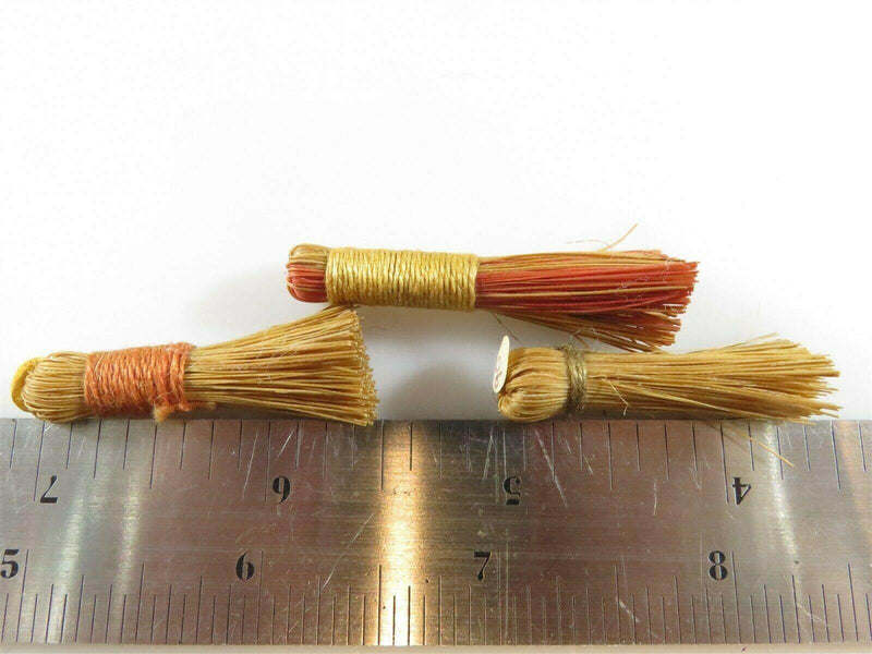 Grouping of 3 Miniature Hand Brooms with Corded Wraps 1 3/4", 1 1/2", 1 3/8" - Just Stuff I Sell