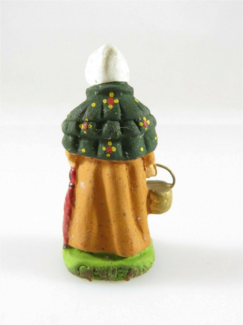 Colorful Woman Holding Basket Marcel Carbonel Terra Cotta Clay Figure France - Just Stuff I Sell