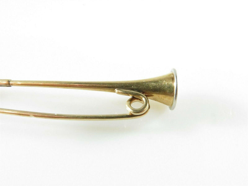 Vintage 14K European Style Hunting Horn Pin in Yellow White Gold - Just Stuff I Sell