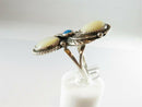 Vintage Sterling Silver Turquoise Mother of Pearl Zuni Pointer Finger Ring - Just Stuff I Sell