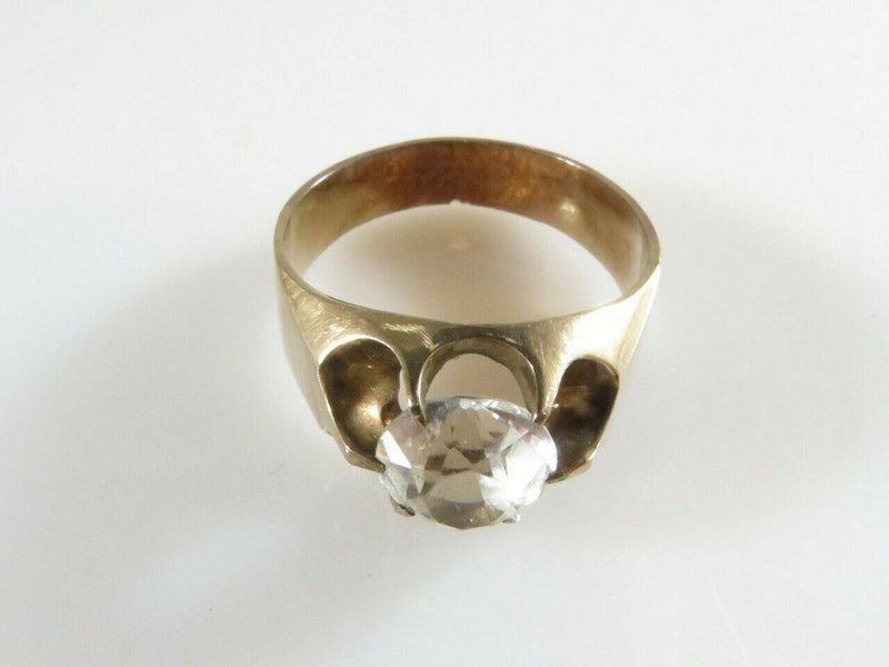 Men's 10K Rose Gold Solitaire Faceted Glass Ring Size 7.25 For Re-purpose - Just Stuff I Sell