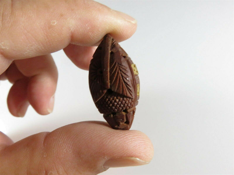 Miniature Hand Carved Chinese Hediao Nut Bone Windows Open 1 5/8" - Just Stuff I Sell