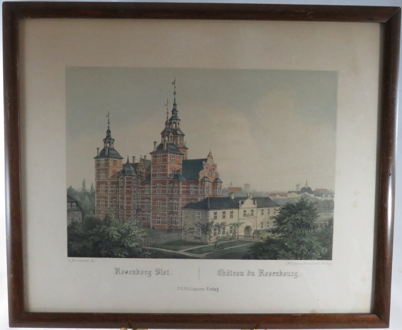 Rosenborg Slot Chateau du Rosenbourg Color Lithograph I W Tegner & Kittendorff
