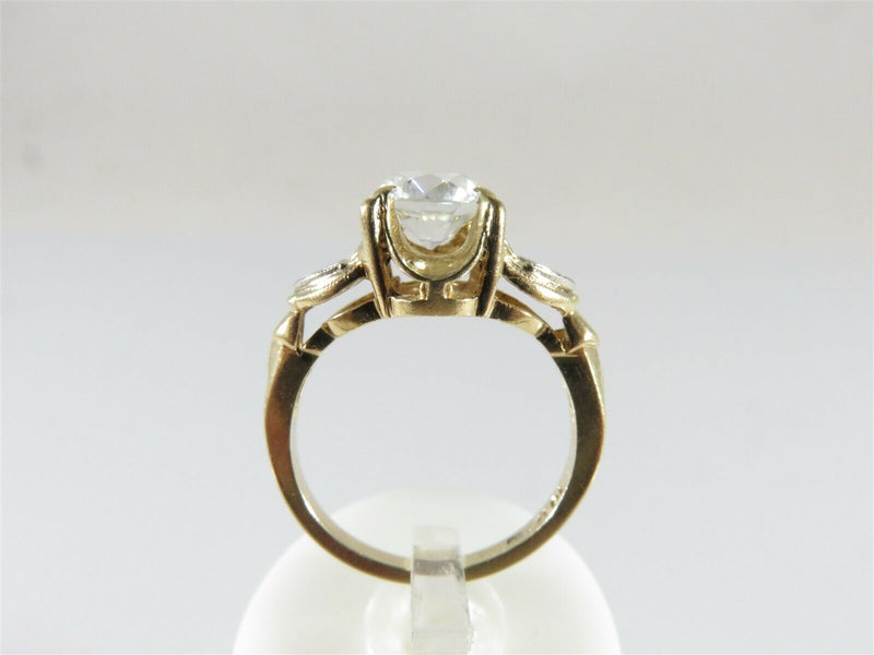 Vintage 10K Mid Century 6.5mm Round Cut White Topaz Cocktail Ring Size 4.25 - Just Stuff I Sell