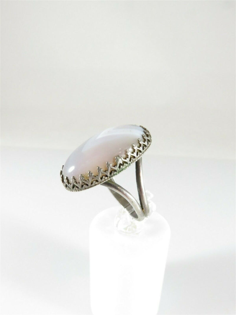 Vintage Gray Agate Sterling Silver Ring Polished Translucent Size 7.25 - Just Stuff I Sell