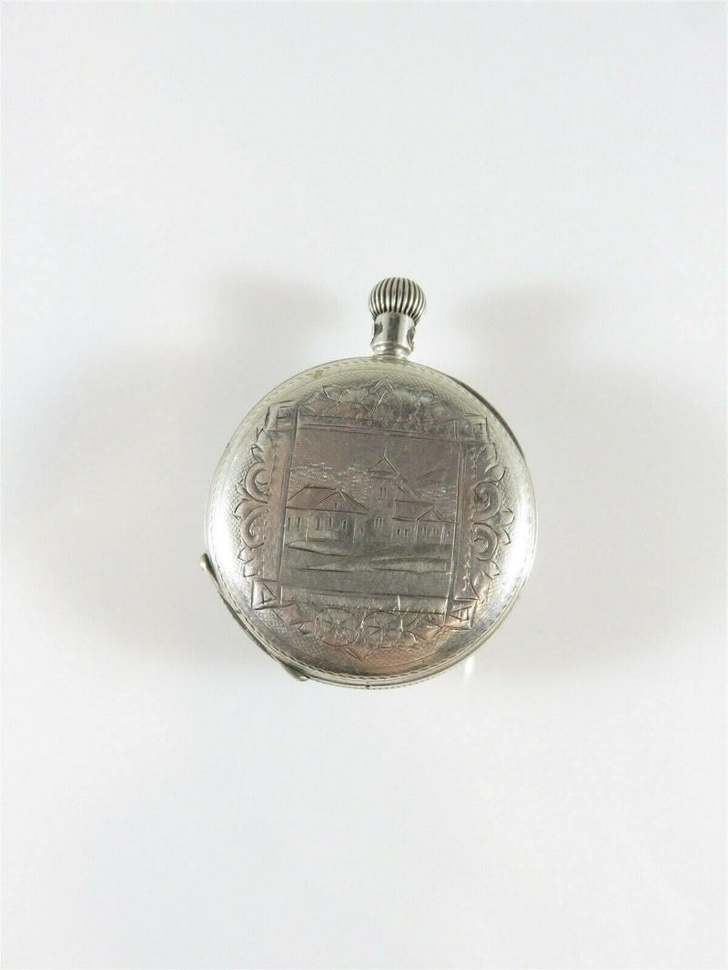 Lovely Petite Lady Racine Engraved 935 Silver Pocket Watch For Parts/Repair - Just Stuff I Sell