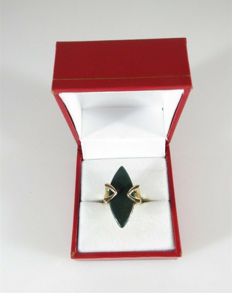 Vintique 10K Yellow Gold Bloodstone Navette Women's Ring Size 5.75 - Just Stuff I Sell
