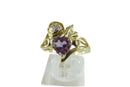 Lovely 14K Yellow Gold Floral Filigree Heart Cut Amethyst and Diamond Ring Sz 7.25 — Jewelry & Watches:Fine Jewelry:Fine Ring
