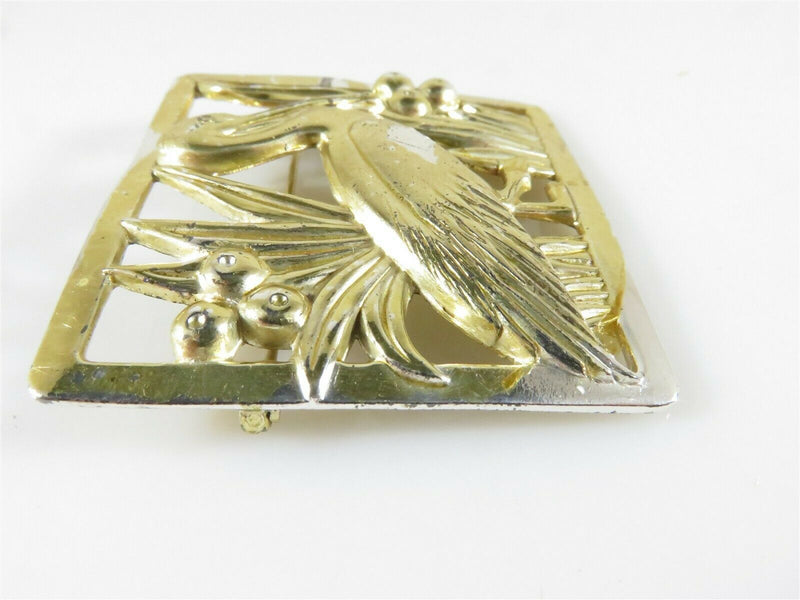 Square Pelican Brooch Sterling Craft By Coro Brooch Gold Wash - Just Stuff I Sell