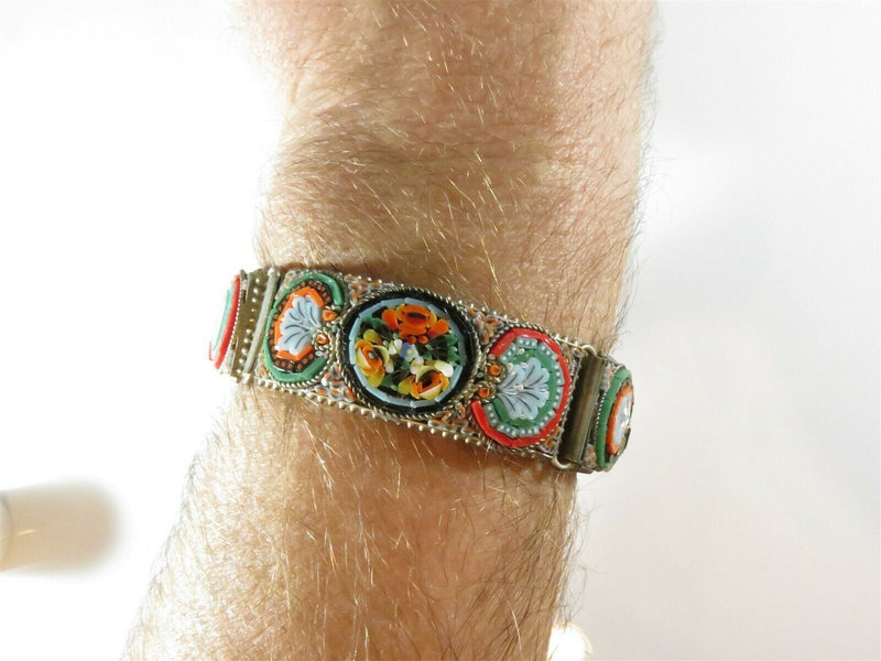 Vintique Micro Mosaic Floral Bracelet 7 3/4" ID Lovely Grand Tour Style Souvenir - Just Stuff I Sell