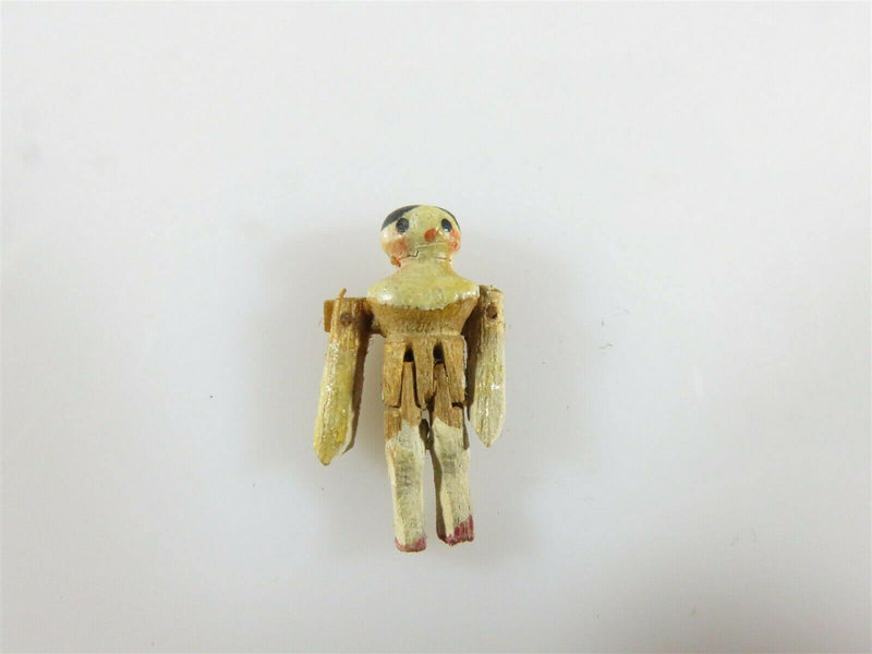 19th Century Miniature Painted Wood Doll 9/16" H Made of Tiny Wood Articulated - Just Stuff I Sell