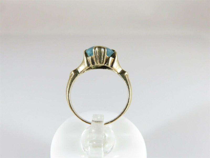 Antique Blue Glass Solitaire 10K Gold Children's Ring Setting Size 2 - Just Stuff I Sell