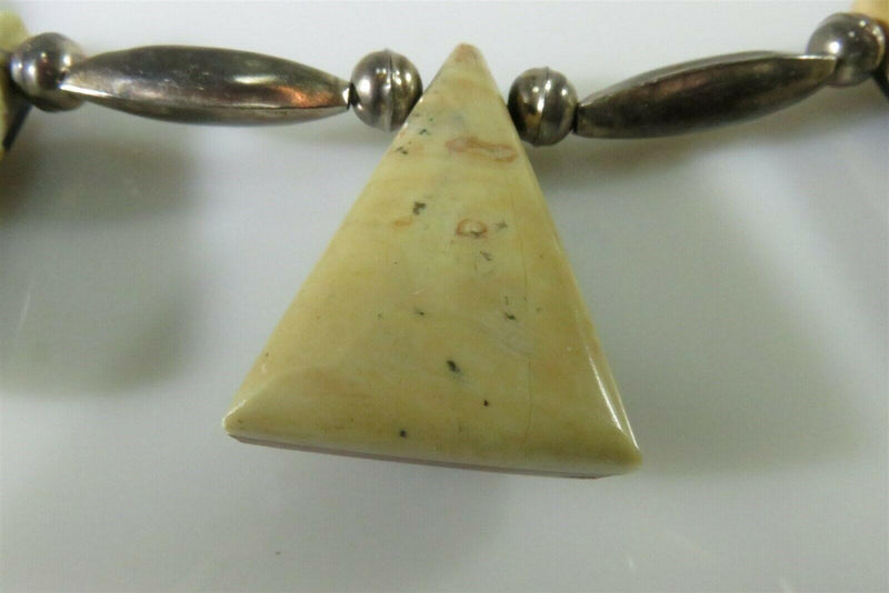 Fabulous Sterling Silver bench Pearls & Melons Inlaid Triangles Heishi Necklace - Just Stuff I Sell