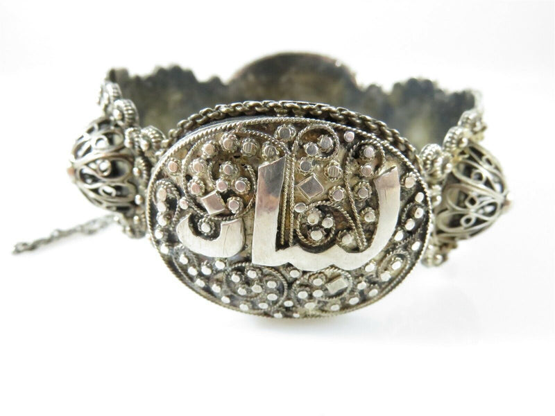 Vintique Sterling Arabic Jewish Cuff Bracelet Size 7 1/4" ID Tree Symbol - Just Stuff I Sell