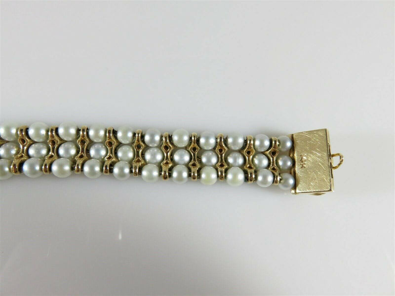 Beautiful 83 Pearl 52 Turquoise 7" TL Bracelet 14K Yellow Gold Setting 33.4 Gram - Just Stuff I Sell