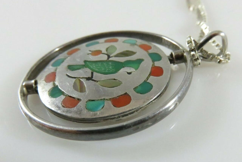 Vintage Spinner Pendant w/Necklace Randolph Ghahate Signed Zuni Sterling Silver - Just Stuff I Sell