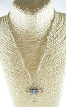 Southwestern Sterling Silver Turquoise Cabochon Cross w/Box Chain Sterling EBB - Just Stuff I Sell
