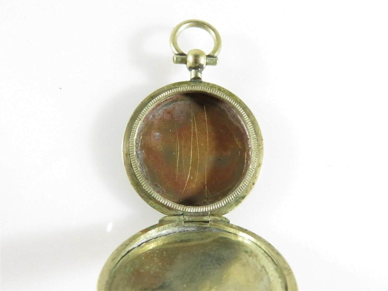 Antique Gold Gilt Photo Pendant Locket Fob with Glass Ambrotype Photo - Just Stuff I Sell