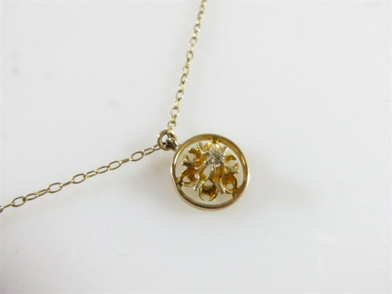 Edwardian Style 10K Gold Assembled Floral Settings Diamond Necklace 14.75" TL - Just Stuff I Sell