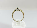14K 585 Yellow Gold Cabochon Emerald Diamond Accented Bypass Ring - Just Stuff I Sell