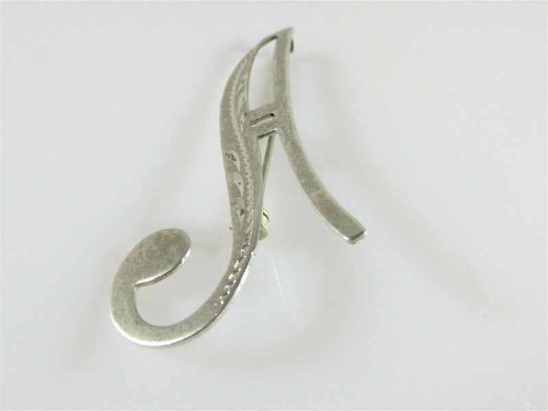 Fancy Font Letter A Sterling Silver Initials Brooch Etched Design - Just Stuff I Sell