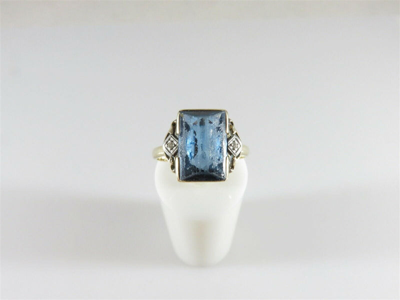 Circa 1930's Synthetic Sapphire Diamond Solitaire Ring Setting for Repurpose - Just Stuff I Sell