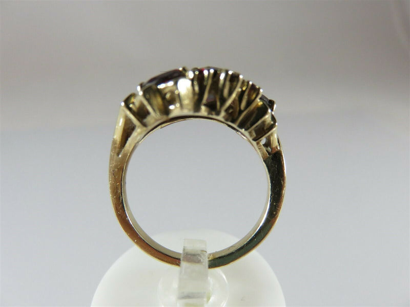 Oval 3 Stone Garnet Cluster Ring 14K Yellow Gold Mid-Century Modern Sz 5 - Just Stuff I Sell