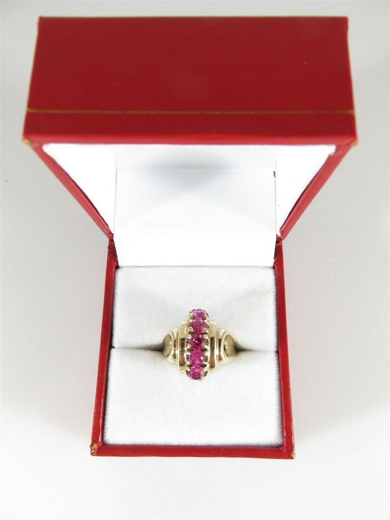 Waterfall Pink Spinel Mid Century FAITH 10k Gold Womens Ring Size 4.25 - Just Stuff I Sell