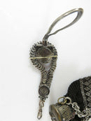 Victorian Silver Plated Beaded Change Purse with Watch Chatelaine Belt Clip - Just Stuff I Sell