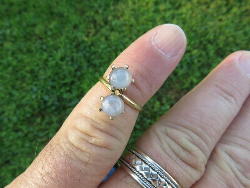 Antique Toi et Moi Natural 14K Duo Star Sapphire Bypass Engagement Ring 5.25 - Just Stuff I Sell