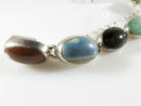 Sterling Silver Bracelet & Earring Set Mexico Cabochon Multi Stones Bezel Set - Just Stuff I Sell
